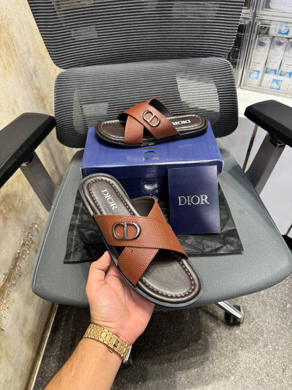 DIO.R CROSS PATTERN LIGHT BROWN CHAPPAL 065