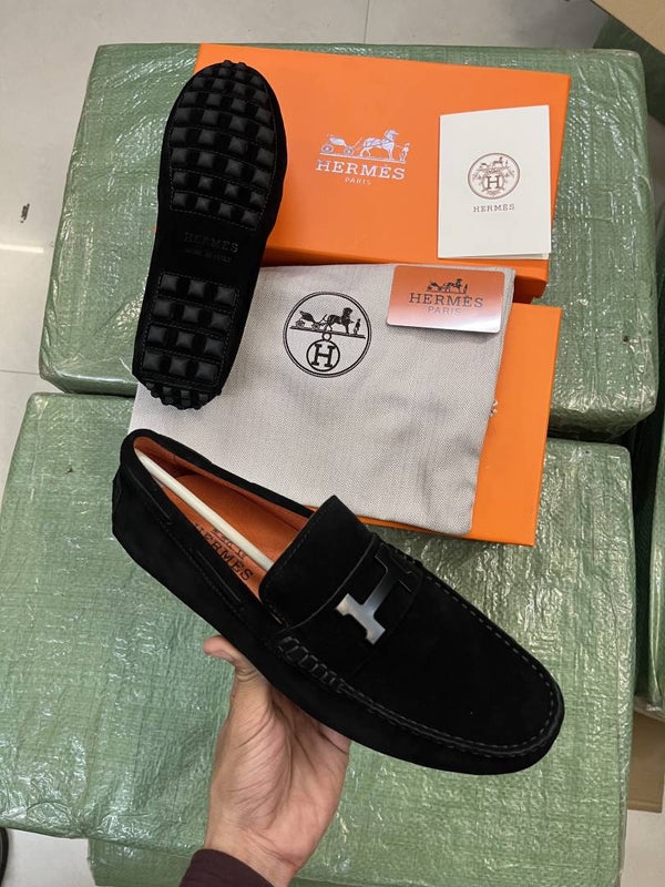Herme.s All Suede Premium Loafers Surplus Quality With All Accessories HX011
