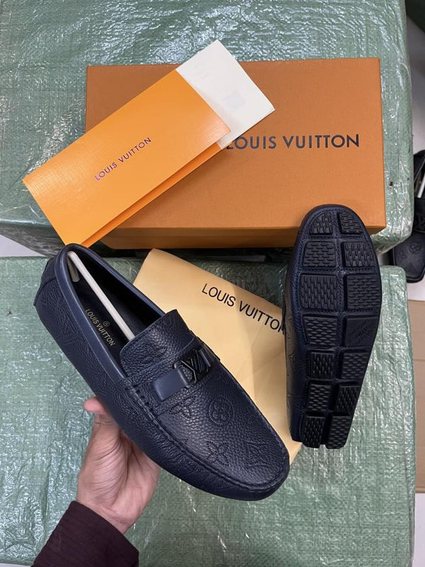 Loui.s Vuitton Navy Small Buckle Premium Loafers Surplus Calf Leather Quality With All Accessories Hx005
