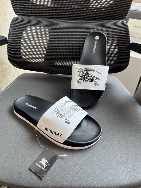 Burbery Print Comfort Slides white