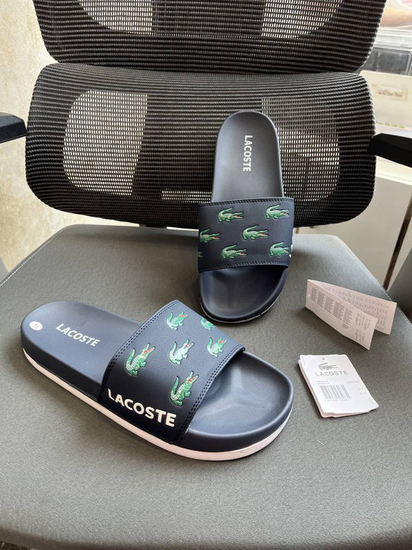 Lacost Logo Comfort Slides Navy Blue