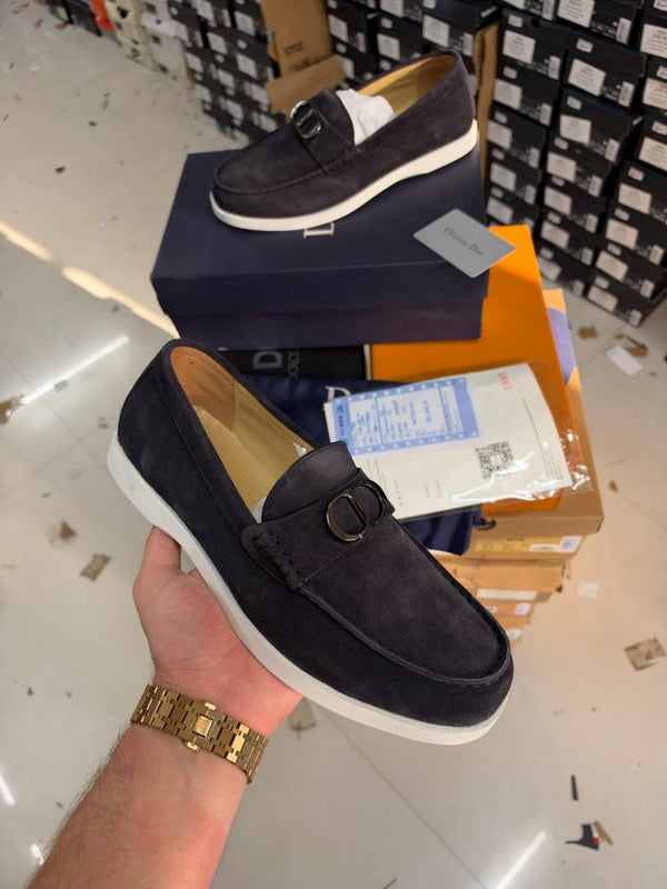Diyor Granville Premium Loafers Black Grey Suede Calfskin Surplus Quality With All Accessories 0018