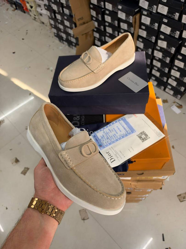 Diyor Granville Premium Loafers Light Cream Suede Calfskin Surplus Quality With All Accessories 0018