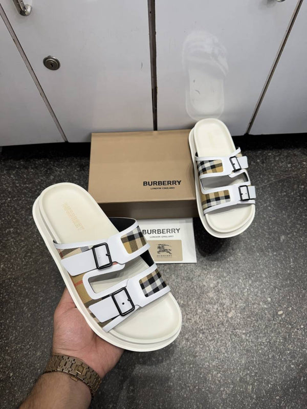 Burberr.y Checkered Double Strap Sandals Slides Premium