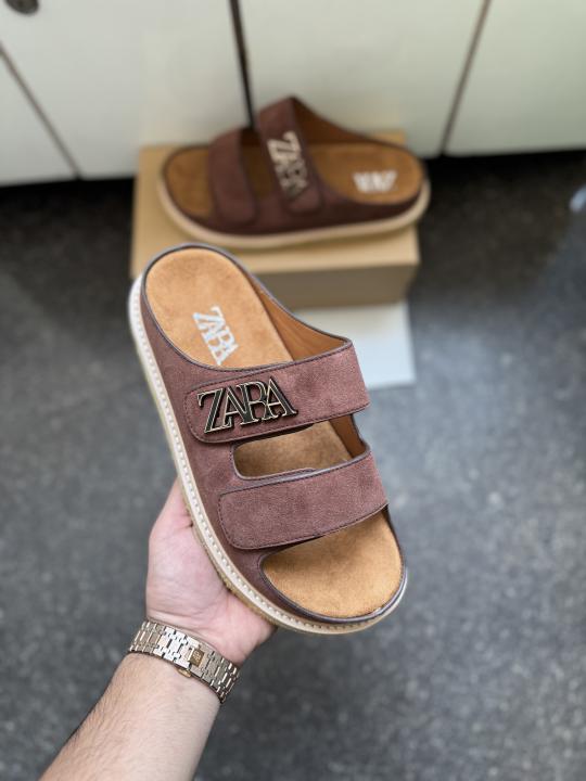 Zaara Logo Strap Suede Brown