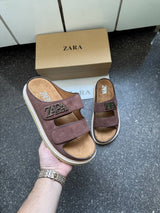 Zaara Logo Strap Suede Brown