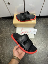 Christian Loubouti.n Strapt Rubber Spike Slipers Black Premium Sandals Slides