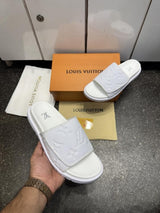 Loui.s Vuitton Lv Leather Miami Mules Wide Front Strap Logo Premium Slides