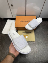Loui.s Vuitton Lv Leather Miami Mules Wide Front Strap Logo Premium Slides