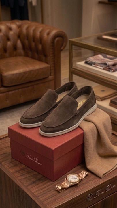 LORO PIANA SUMMER WALKS LOAFER SUEDE BROWN 200