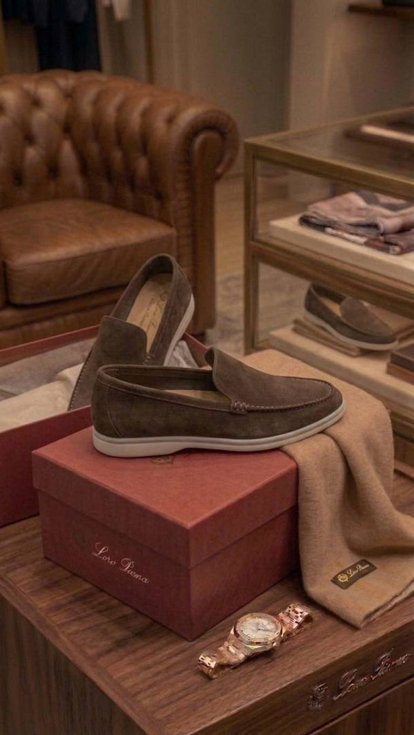 LORO PIANA SUMMER WALKS LOAFER SUEDE BROWN 200