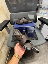 DIO.R CROSS PATTERN DARK BROWN CHAPPAL 061