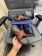 DIO.R CROSS PATTERN LIGHT BROWN CHAPPAL 065