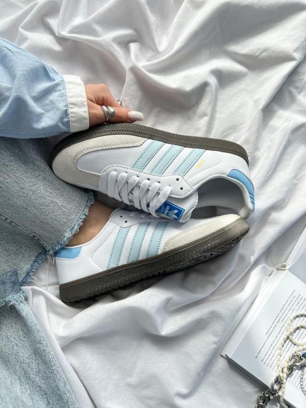 Adida.s Samba White Sky Blue Men Leather Quality FIX