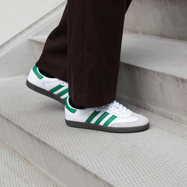 Samba White Green Women Leather Quality FIX