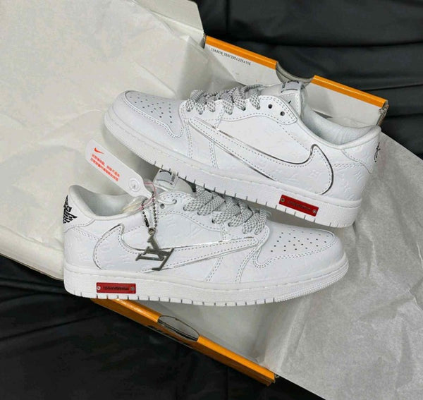 Nik ee Air Jordan1 Low Travis LV White Silver