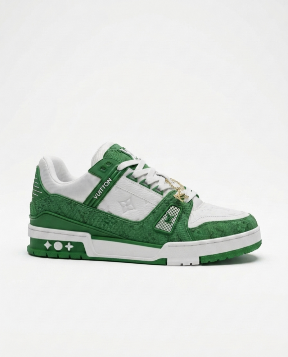 LOUI.S VUITTON TRAINER MONOGRAM GREEN DENIM