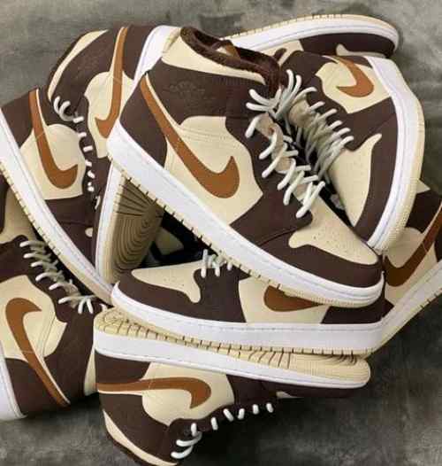 Nikee Air jordan 1 Mid Se Brown Basalt Oatmeal Semi Ua