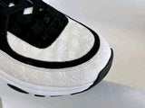 CHANEEL CC EMBOSSED LOGO WHITE BLACK SUEDE