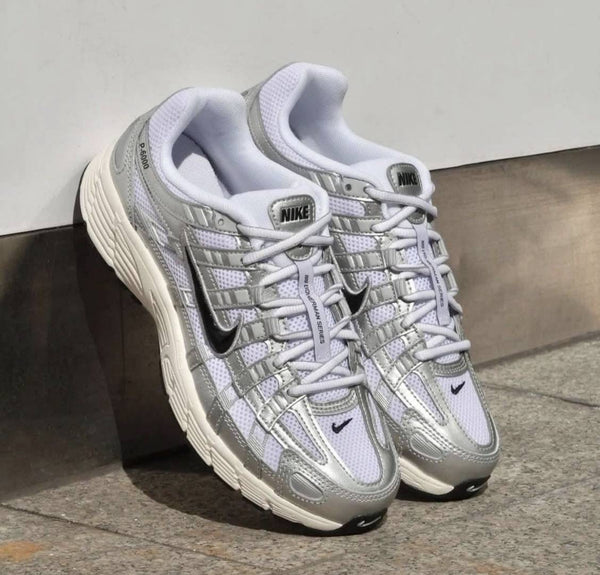 Nikke P-6000 White & Black Metallic Silver Women