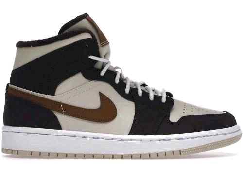 Nikee Air jordan 1 Mid Se Brown Basalt Oatmeal Semi Ua