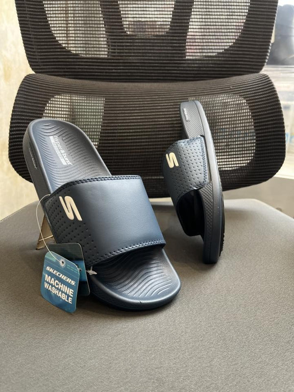 Skecherrs Hyper Burst Soft Slides Navy Blue