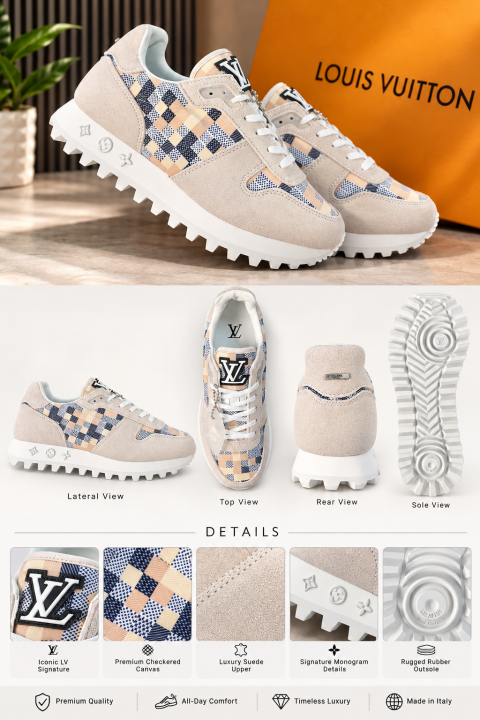 LOUUIS VUITTON RUNWAY SNEAKER EMBROSSED MULTI