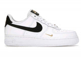 Nikee Air Force 1 Low 07 Essential White Black Gold Mini Swoosh