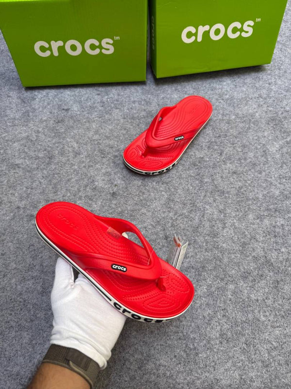 Croc Bayaband Flips Red With Og Box And Carry Bag