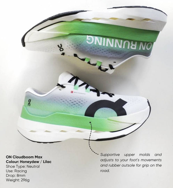 On Cloudboom Max Green White Running