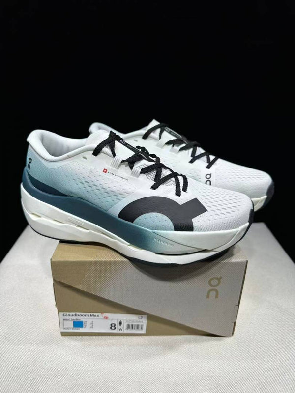 On Cloudboom Max Blue White Running
