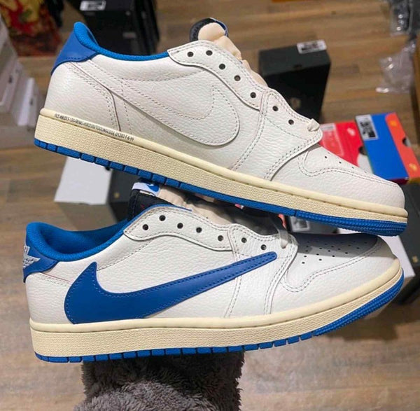Nikkee Air Jordan Retro 1 X Travis Scott Fragment Heat of White Semi Ua