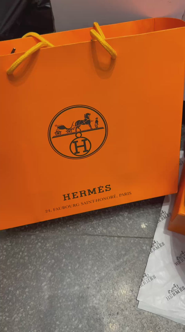 Hermes Chypre Calfskin Leather Sandals Slides Orange Premium