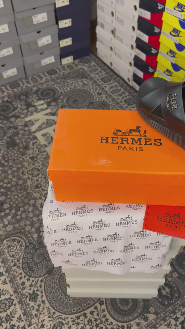 HERME.S INFRA THICK SOLE ITALIAN SLIDE BLACK 22