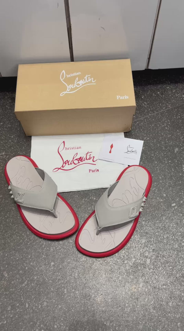Christian Loubouti.n Super Rubber Spike Slipers Cream Premium